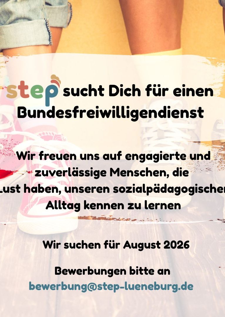 Infos: 03. April 2025; 9:30-13:00; Bei Fragen: info@step-lueneburg.de; Anmeldung bis spätestens 20.03.2025